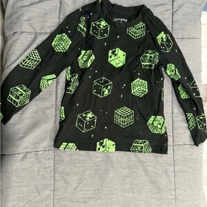 Jumping Beans Minecraft Black/Green Creeper and TNT Cubes Print Long Sleeve Tee
